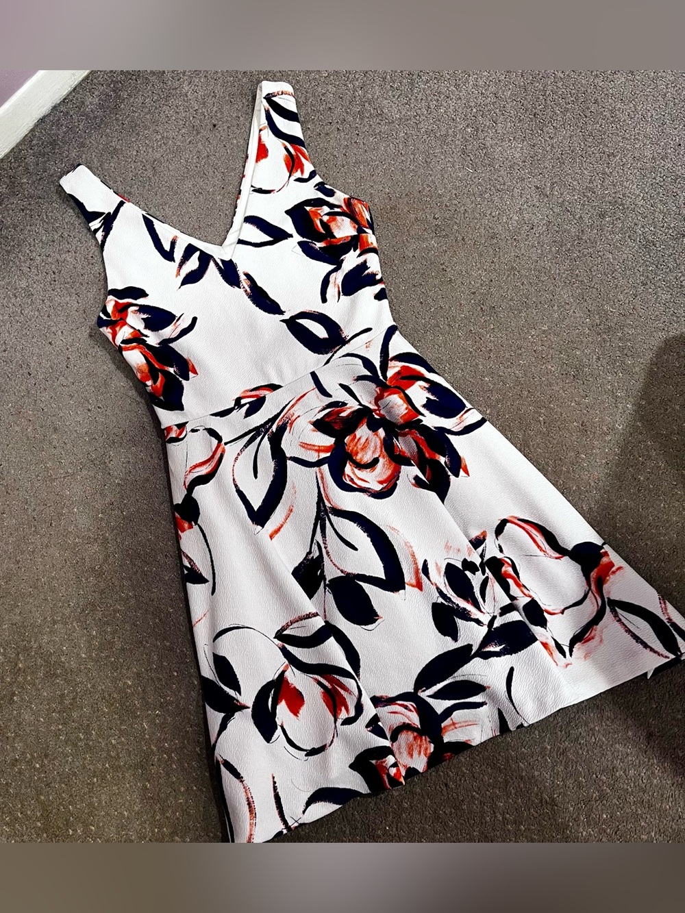 Aqua White Multicolored Floral Flare  Dress